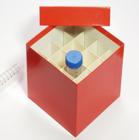 "CellBox-Maxi" für 50 ml Röhrchen, 4x4 Fächer, Kartonmaterial